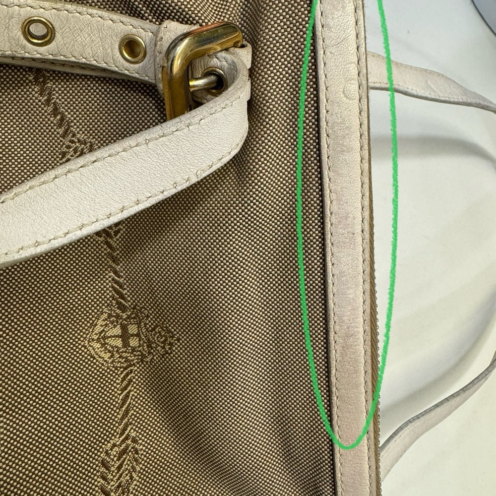 💯 Authentic Prada Beige/Brown Jacquard Logo Canvas and Leather Bow Top handle - Picture 11 of 16